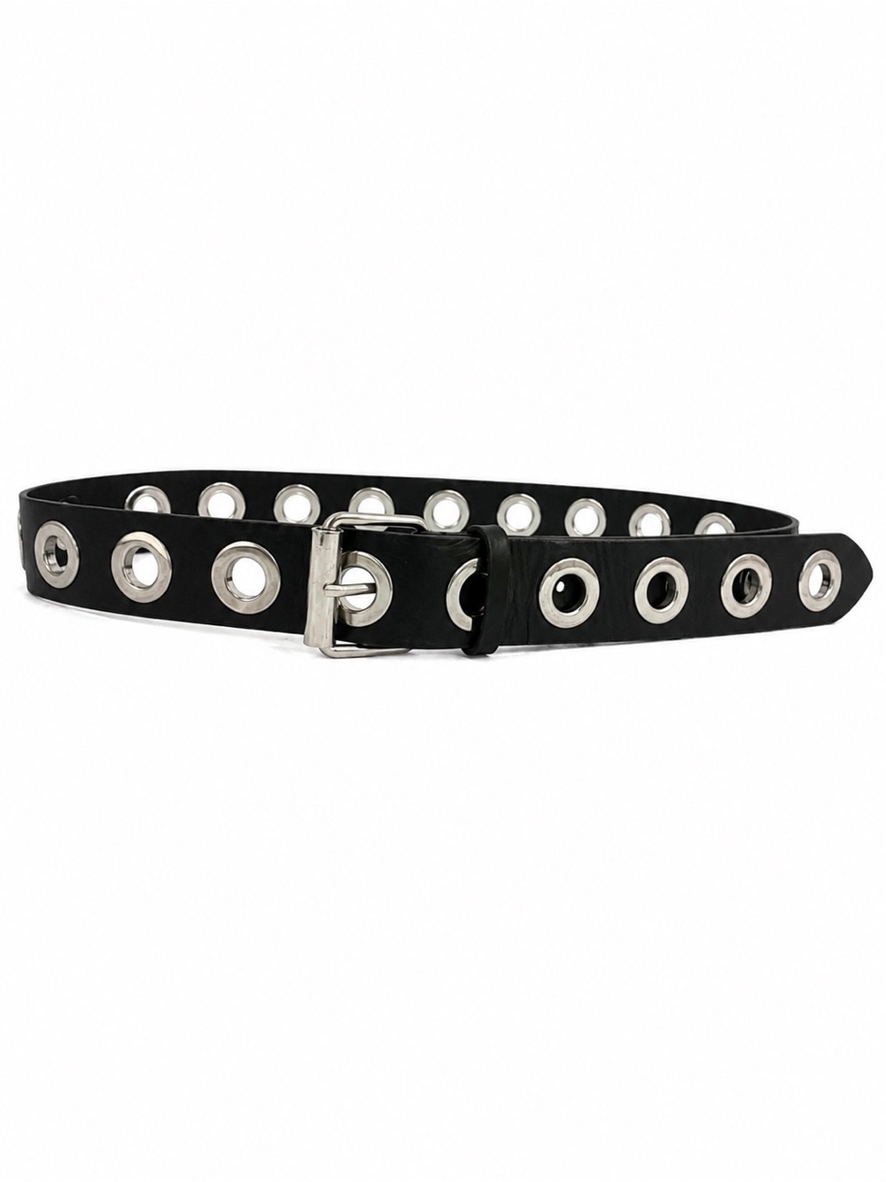 AllSaints 42mm Eyelet Grommet Belt with Silver Hardware - Size L